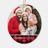 Rustikales Rotes Buffalo Kariertes Foto Weihnachts Keramik Ornament (Links)