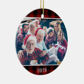 Rustikales Rotes Buffalo Kariertes Foto Weihnachts Keramik Ornament (Rechts)