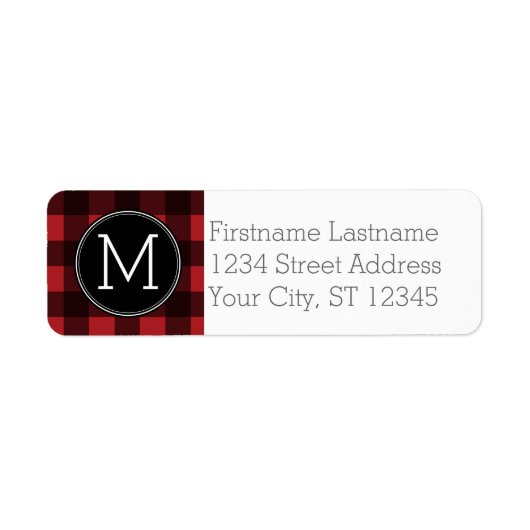 Rustikales rotes Buffalo Kariertes Muster Monogram (Vorne)