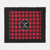 Rustikales rotes Buffalo Kariertes Muster Monogram Fleecedecke (Vorderseite (Horizontal))