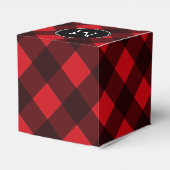 Rustikales rotes Buffalo Kariertes Muster Monogram Geschenkschachtel (Rückseite)