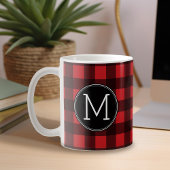 Rustikales rotes Buffalo Kariertes Muster Monogram Kaffeetasse