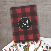 Rustikales rotes Buffalo Kariertes Muster Monogram Spielkarten