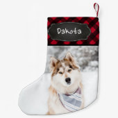 Rustikales Rotes Buffalo Kariertes Personalisierte Kleiner Weihnachtsstrumpf (Rückseite)