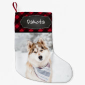 Rustikales Rotes Buffalo Kariertes Personalisierte Kleiner Weihnachtsstrumpf (Vorderseite)