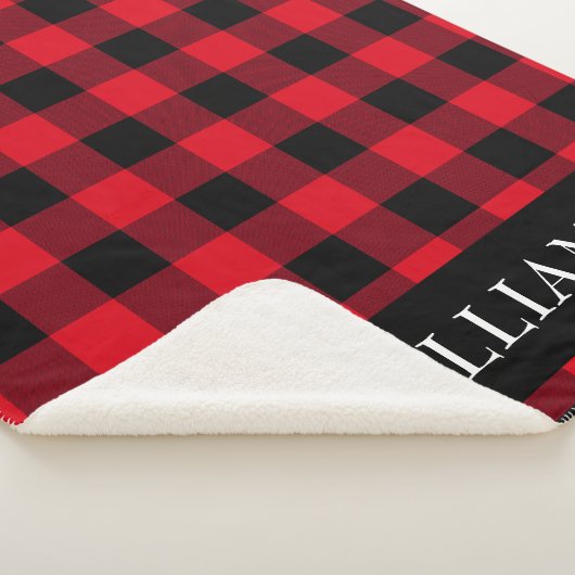 Rustikales Rotes Buffalo-Karo-Monogramm Sherpadecke (3/4)