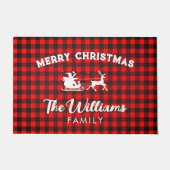 Rustikales Rotes Buffalo Karo Personalisiert Weihn Fußmatte (Vorderseite)