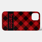 Rustikales, rotes Büffel kariert - mit Monogramm Case-Mate iPhone Hülle (Rückseite (Horizontal))