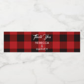 Rustikales Rotes Büffel karierte Weihnachtsfeier Wasserflaschenetikett (Einzelnes Label)