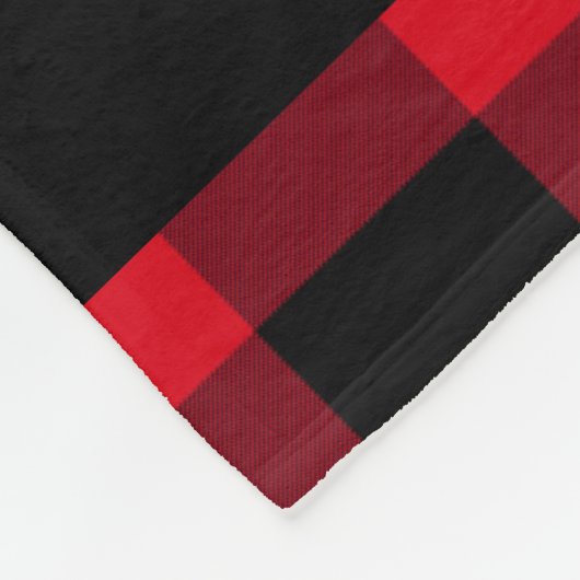 Rustikales rotes Büffel-Karo-Familien-Monogramm Fleecedecke (Ecke)