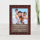 Rustikales rotes Büffelkaro-Weihnachtsfoto Karte (Vorderseite)