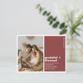 Rustikales Rotes Dankbares + Gesegnetes Erntedank Postkarte (Stehend Vorderseite)