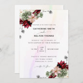 Rustikales Rotes Elegant Einladung (Vorne/Hinten)