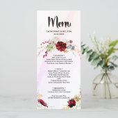 Rustikales Rotes Elegant Menükarte (Stehend Vorderseite)