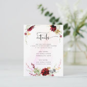 Rustikales Rotes Elegantes Blumenladen Begleitkarte (Stehend Vorderseite)