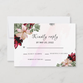 Rustikales Rotes Elegantes Blumenladen RSVP Karte