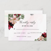 Rustikales Rotes Elegantes Blumenladen RSVP Karte (Vorne/Hinten)