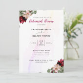 Rustikales Rotes Elegantes Probe Abendessen Einladung (Stehend Vorderseite)