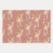 Rustikales rotes elegantes Schneewinter-Tiere Geschenkpapier Set (Vorderseite 3)