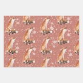 Rustikales rotes elegantes Schneewinter-Tiere Geschenkpapier Set (Vorderseite)