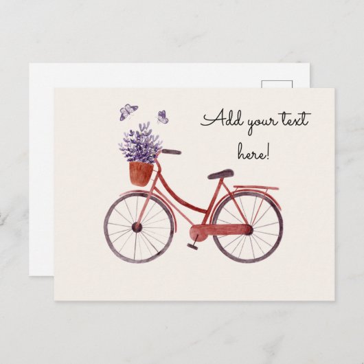 Rustikales Rotes Fahrrad Postkarte (Vorne/Hinten)