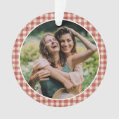 Rustikales Rotes Gingham Foto Modernes Weihnachten Ornament (Vorderseite)