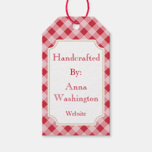 Rustikales rotes Gingham-Handwerk-Tag Geschenkanhänger