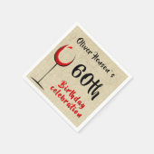 Rustikales Rotes Glas 60. Geburtstagsparty Serviette (Ecke)