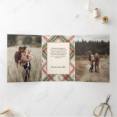 Rustikales Rotes Grün Kariert mit/Holly Arch 1 Fot Dreifach Gefaltete Karte (Innenseite)