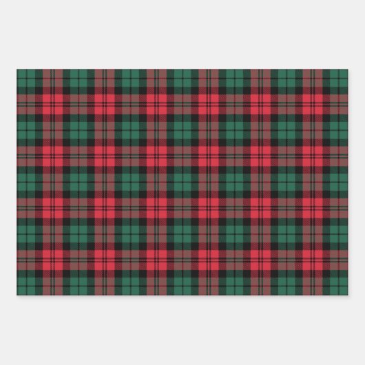 Rustikales Rotes Grün Schwarzes Kariert Frohe Weih Geschenkpapier Set (Vorderseite)