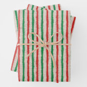 Rustikales Rotes Grün Streifen Burlap Urlaub Geschenkpapier Set (Beispiel)