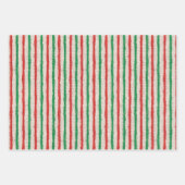 Rustikales Rotes Grün Streifen Burlap Urlaub Geschenkpapier Set (Vorderseite)