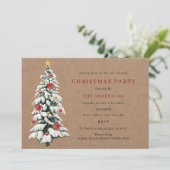Rustikales Rotes Grün Traditionelles Baum Weihnach Einladung (Stehend Vorderseite)