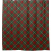 Rustikales rotes Grün und Beige Tartan Kariertes M Duschvorhang (Vorderseite)