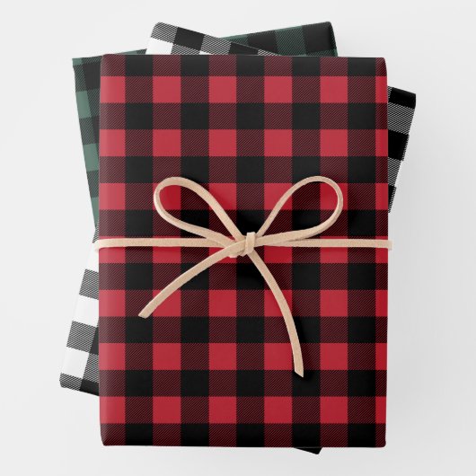 Rustikales Rotes Grün und Schwarzes Buffalo Karier Geschenkpapier Set (Beispiel)