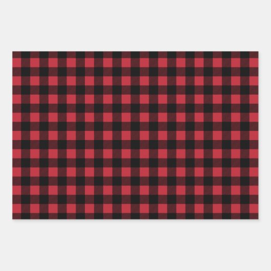 Rustikales Rotes Grün und Schwarzes Buffalo Karier Geschenkpapier Set (Vorderseite)