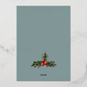 Rustikales Rotes Grün Weihnachtsblatt Folien Feiertagskarte (Rückseite)