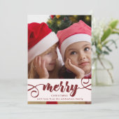 Rustikales Rotes Heiligtum mit Foto Weihnachtsfeie Einladung (Stehend Vorderseite)