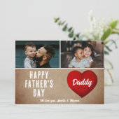 Rustikales Rotes Herz glücklich Vater's Day Daddy Karte (Stehend Vorderseite)