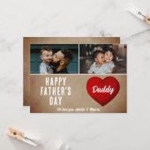 Rustikales Rotes Herz glücklich Vater's Day Daddy Karte (Vorderseite/Rückseite Beispiel)