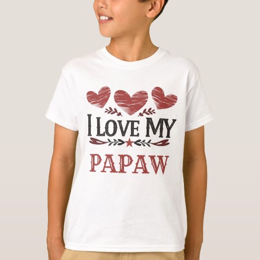 Rustikales Rotes Herz "I Liebe My Papaw" T-Shirt (Vorderseite)