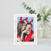 Rustikales Rotes Herz & Weihnachten Worte 2 Foto G Postkarte (Stehend Vorderseite)