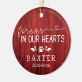 Rustikales Rotes Holz für immer in unserem Herz Pf Keramik Ornament (Links)