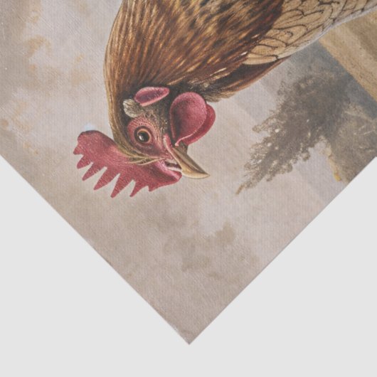 Rustikales rotes Huhn und Nestdekoupage Seidenpapier (Detail)