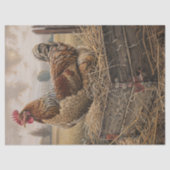 Rustikales rotes Huhn und Nestdekoupage Seidenpapier (Vorderseite)