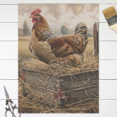 Rustikales rotes Huhn und Nestdekoupage Seidenpapier