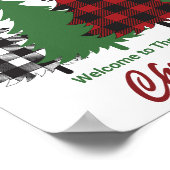 Rustikales Rotes Kariert Frohe Weihnachtsbaumen Pa Poster (Ecke)