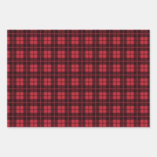Rustikales rotes Kariertes Buffalo Karo Mixed Patt Geschenkpapier Set (Vorderseite 3)