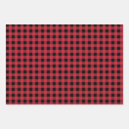 Rustikales rotes Kariertes Buffalo Karo Mixed Patt Geschenkpapier Set (Vorderseite 2)