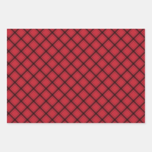 Rustikales rotes Kariertes Buffalo Karo Mixed Patt Geschenkpapier Set (Vorderseite)